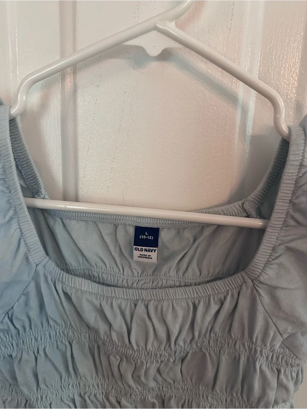 Old Navy Light Blue Smocked Puff Sleeve Square Neck Top